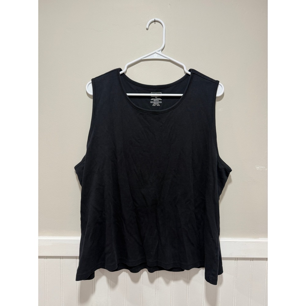L.L. Bean Supima Cotton Sleeveless Tank Top Black Basic Minimalist Women Size 2X